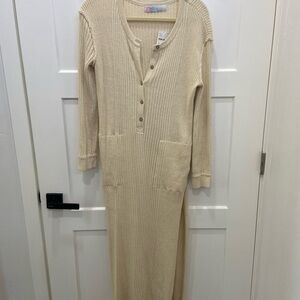 NWT Free People Cream Ribbed Knit Dress